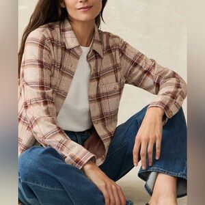 NWT Faherty Womans The Legend Shirt Cranberry Haze Sweater Shacket Flannel